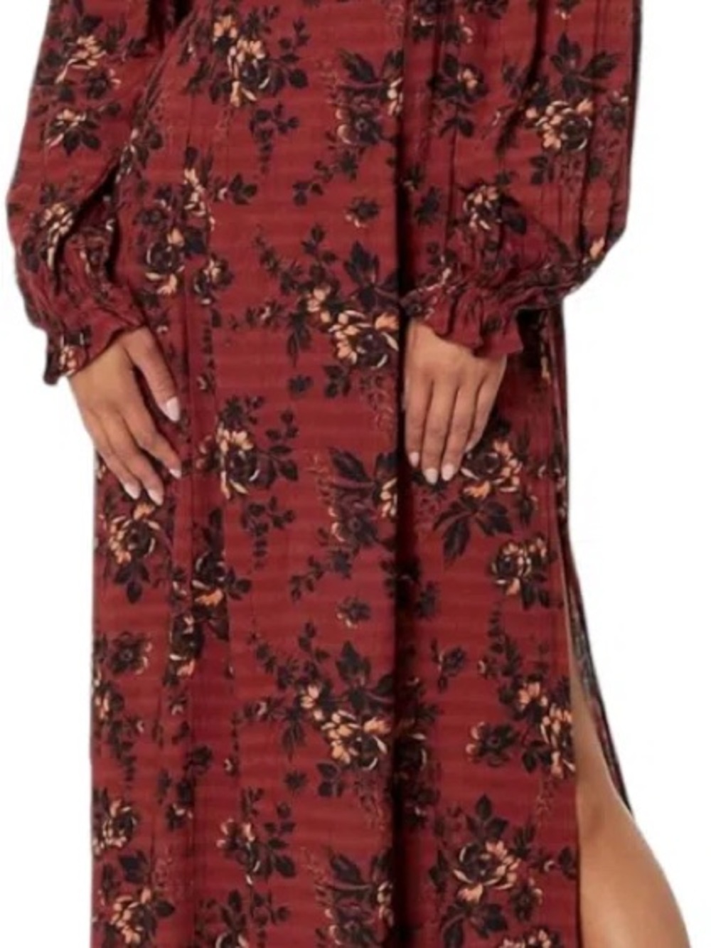 Free People Rust Floral Long-Sleeve Maxi Dress - Picture 2 of 7